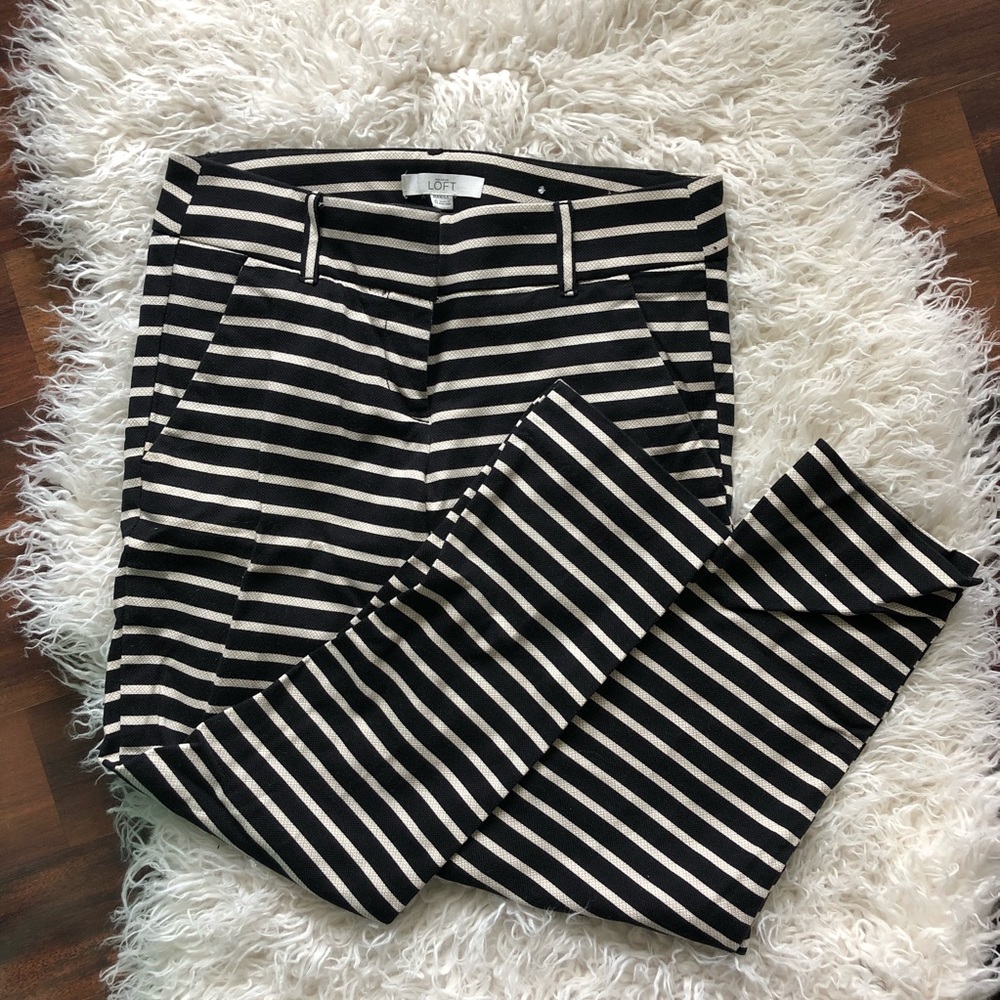 Loft black and white striped pants Marisa